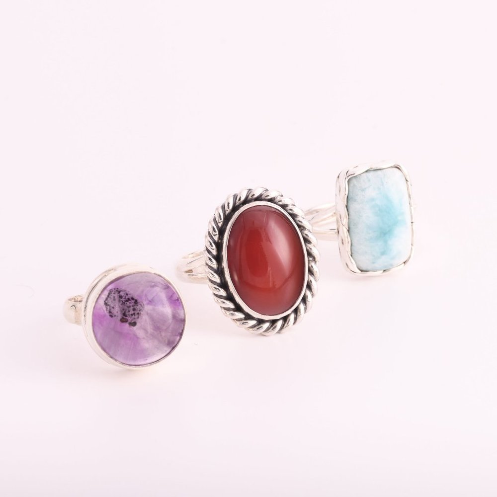 3 Sterling Silver Rings - (A137)